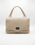 Borsa a mano in vera pelle con chiusura girevole