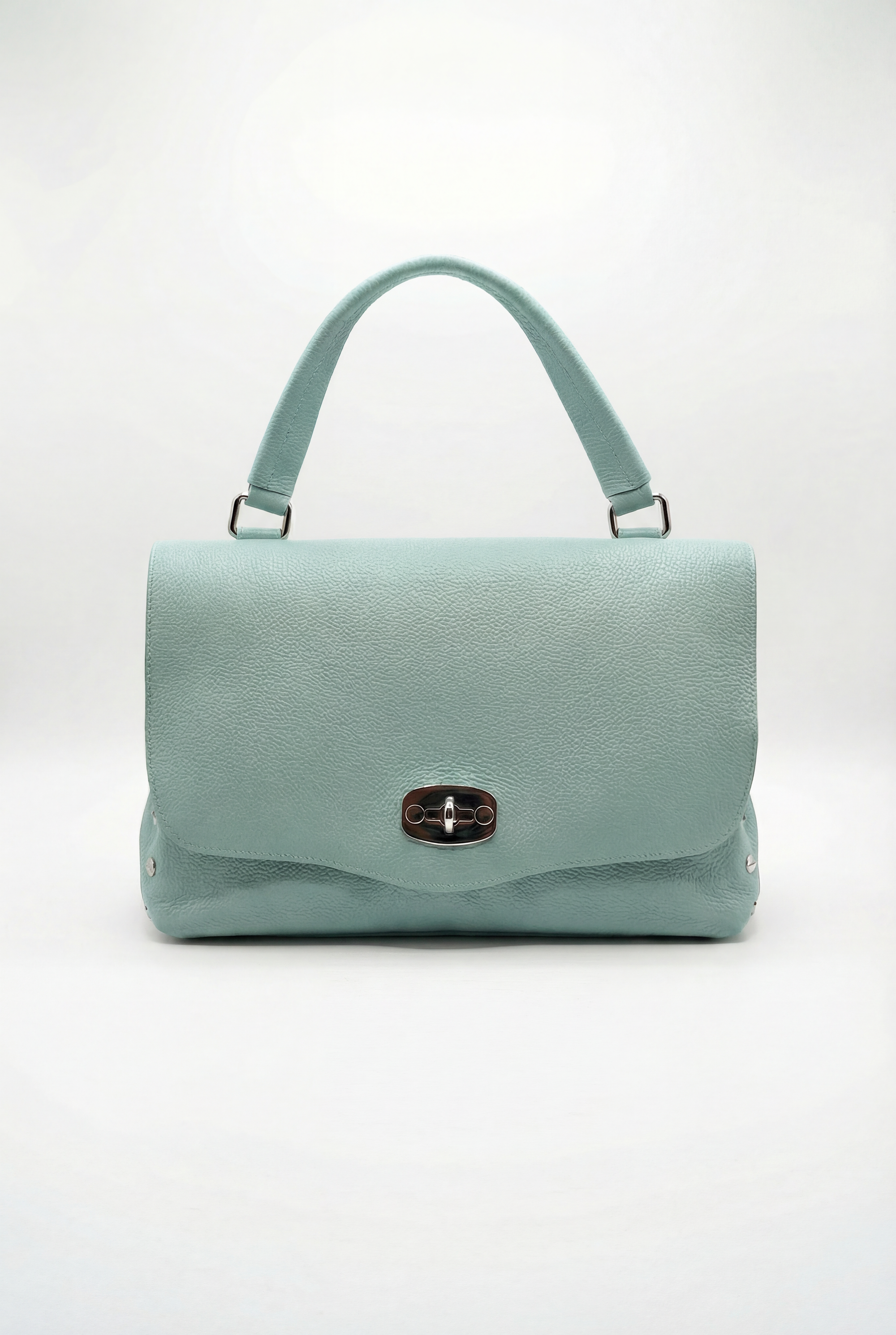 Borsa a mano in vera pelle con chiusura girevole