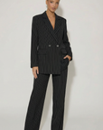 Completo Donna Gessato Blazer Doppiopetto e Pantalone