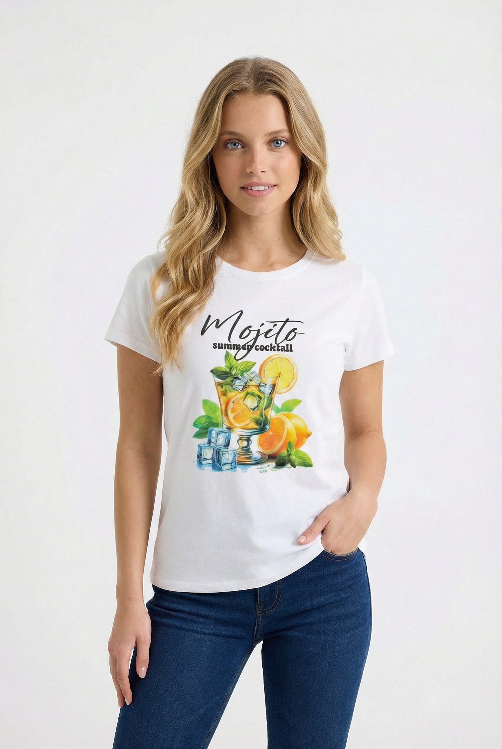 T-shirt in cotone con scritta mojito