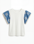 Maglia con ricami maniche a volant