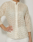 Camicia con ricami in pizzo