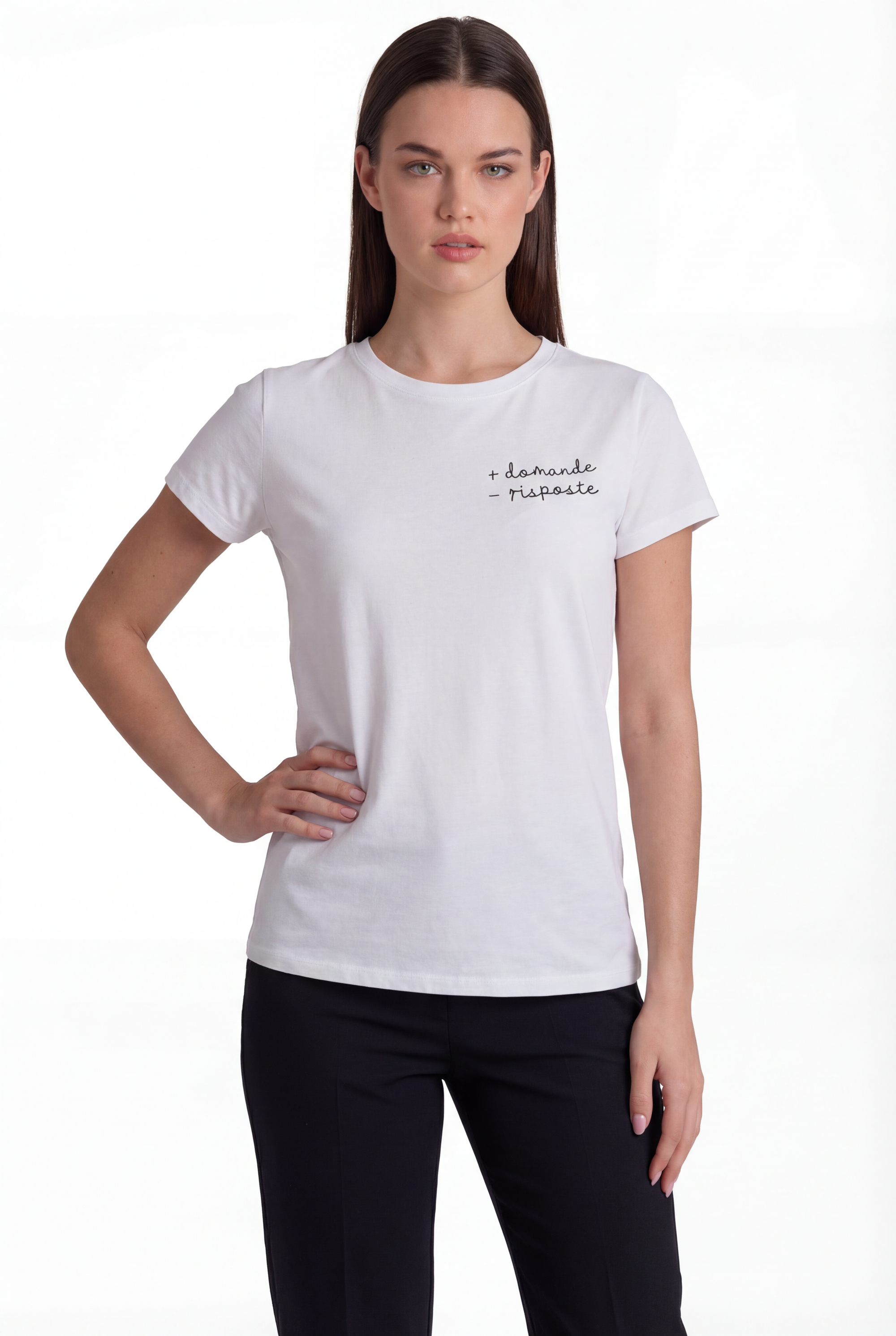 T-shirt in cotone "+ domande - risposte"