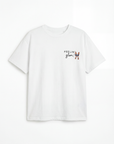 T-shirt in cotone con scritta "feeling glam!"
