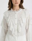 Camicia Elegante con Rouches e Dettagli in Pizzo