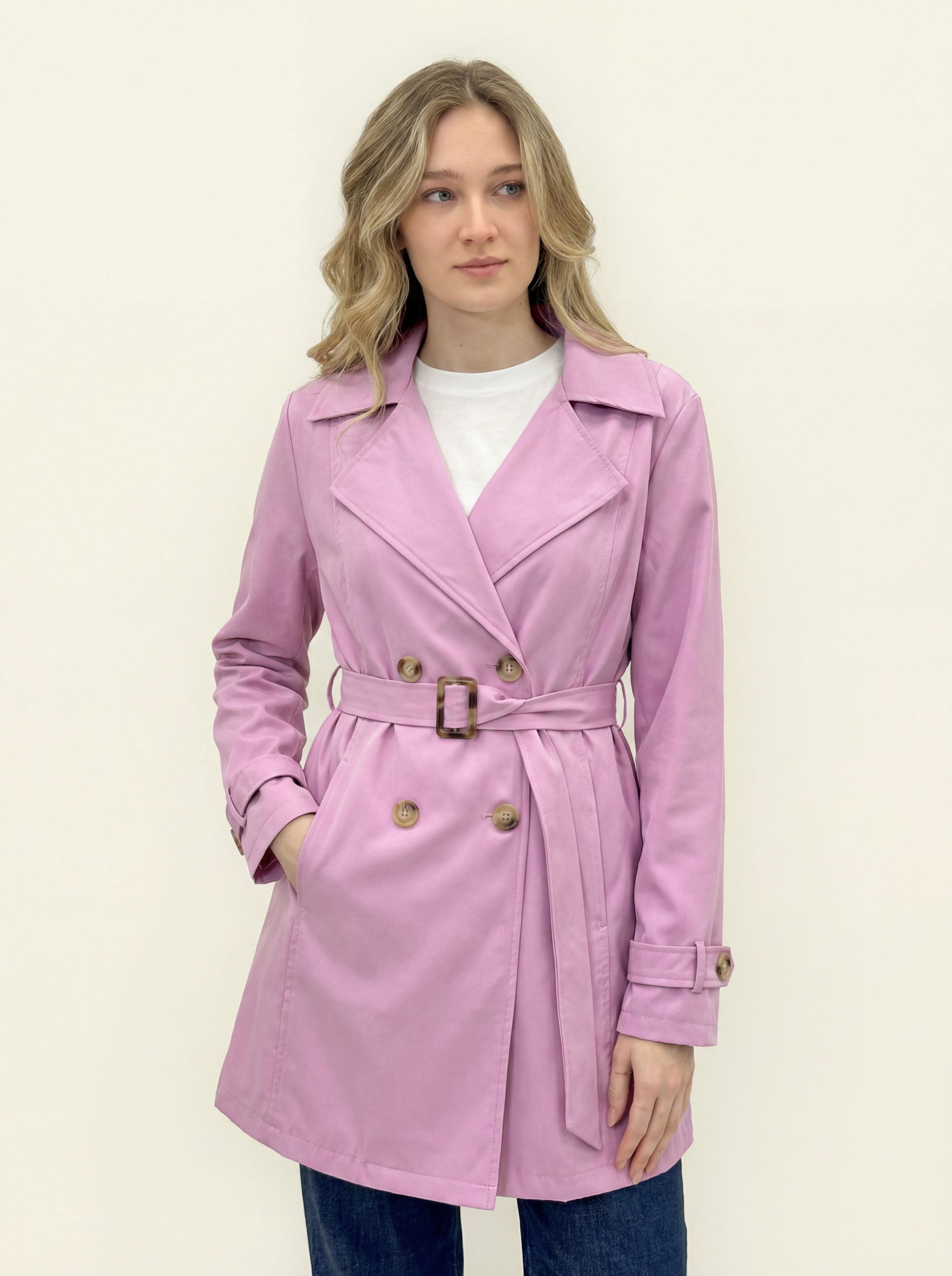 Trench doppiopetto con cintura