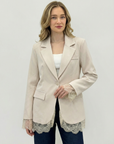 Blazer Donna Elegante con Dettagli in Pizzo