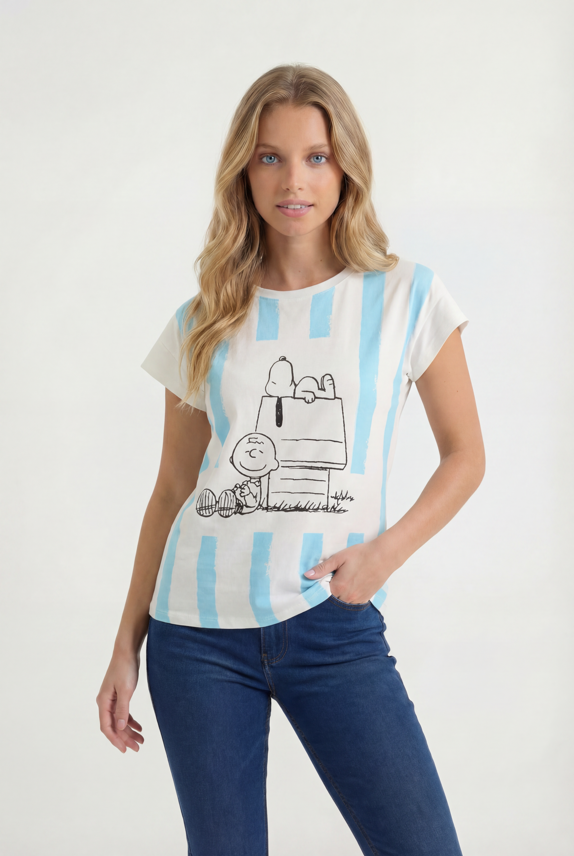 T-shirt in cotone con stampa snoopy