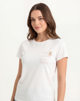 T-shirt con scritta "ora domani e per sempre"