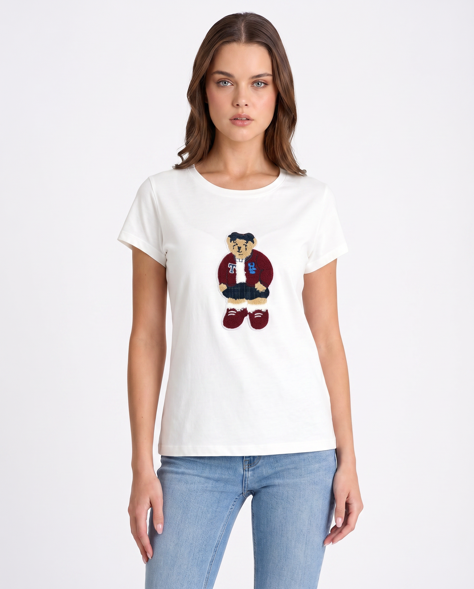 T-shirt con orsetto rosso