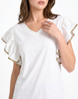 T-shirt in cotone con maniche a volant