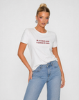 T-shirt in cotone con ricamo "mi si è bucata anche la pazienza di scorta"
