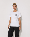 T-shirt in cotone con ricamo "pensa prima di parlare"