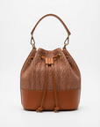 Secchiello in rafia con dettagli effetto pelle – compatto e versatile
