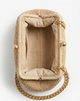 Clutch in rafia con chiusura gioiello – minimal e raffinata