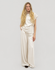 Completo fluido due pezzi con top e pantalone palazzo