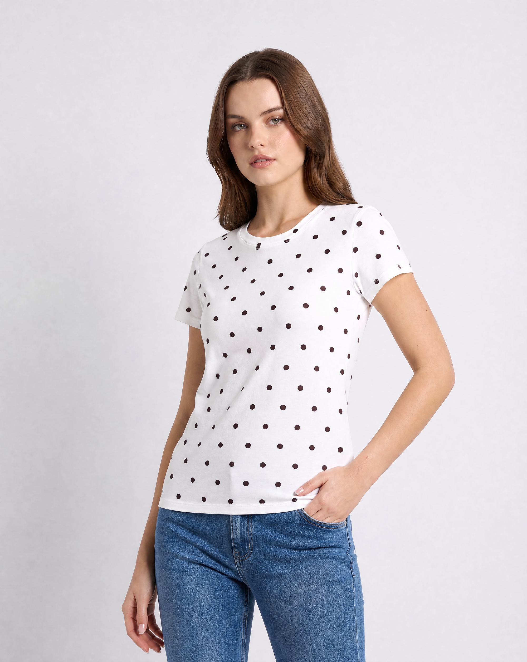 T-shirt Basic Donna in Cotone Fantasia pois