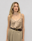 Top Donna Satinato con Spalline Sottili