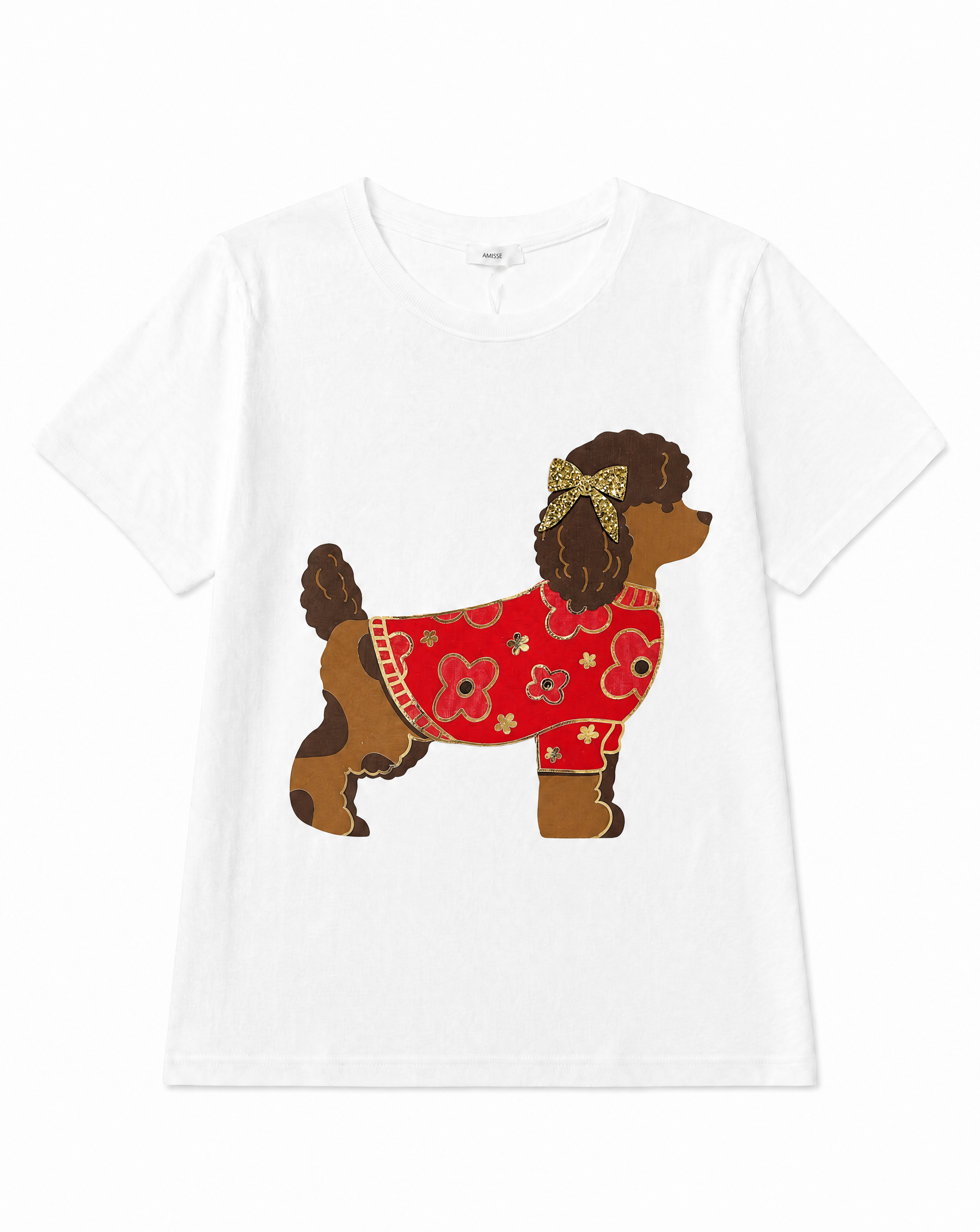 T-Shirt Donna in Cotone con Stampa Barboncino