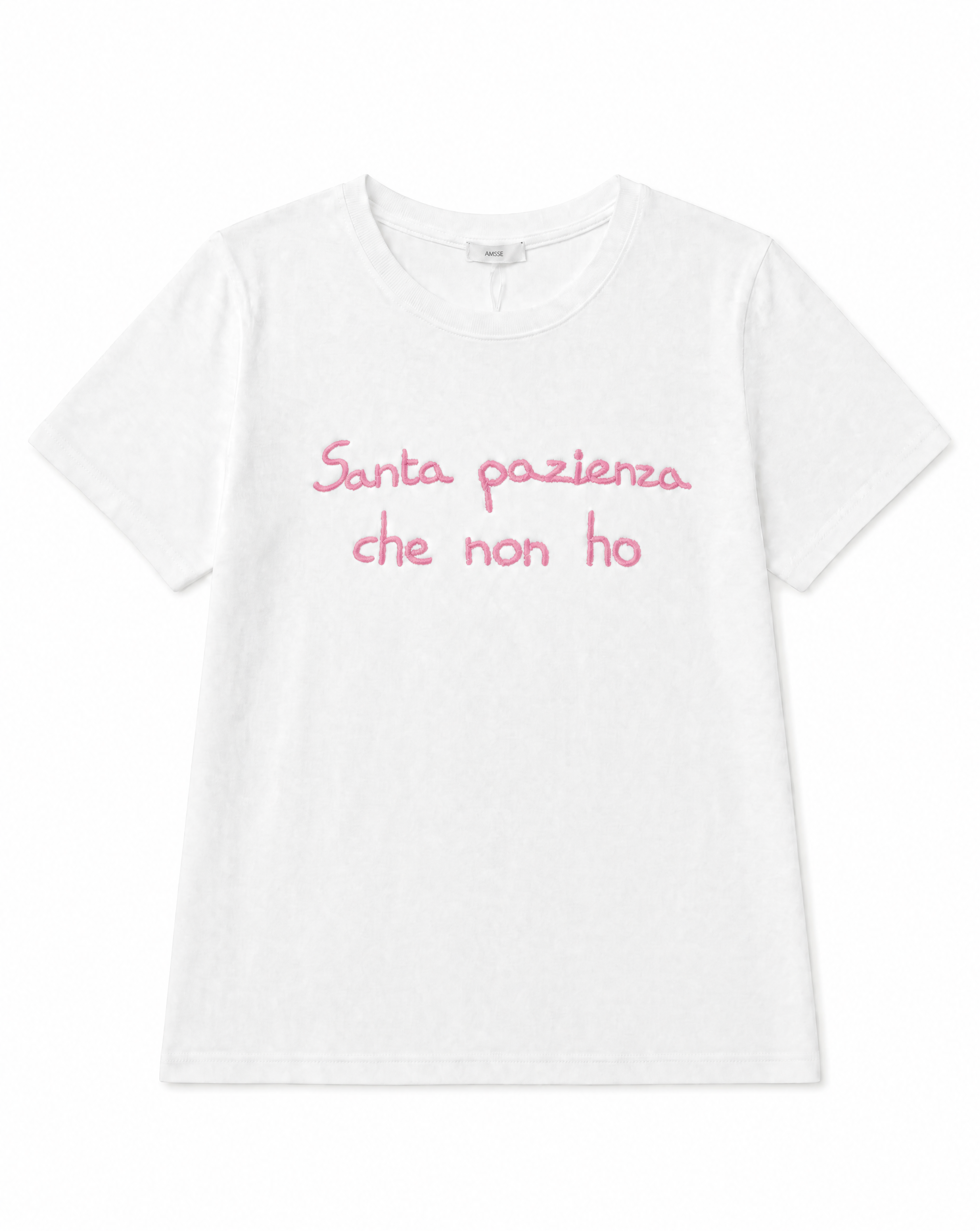 T-shirt con scritta "santa pazienza che non ho"