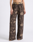 Pantalone Palazzo Fantasia Floreale con Cintura