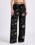 Pantalone Palazzo Fantasia Floreale con Cintura