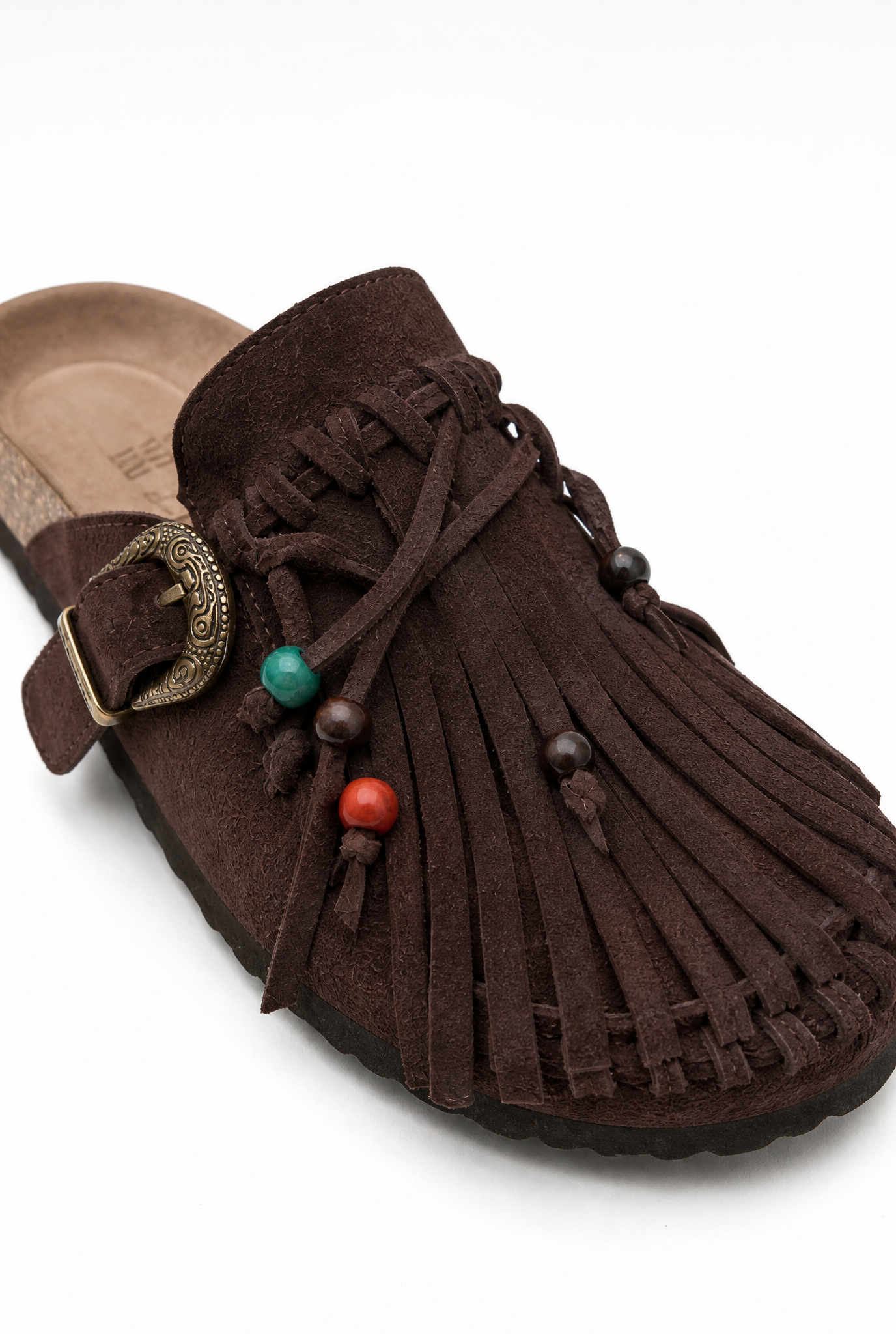 Sabot Marrone con Frange e Fibbia Western