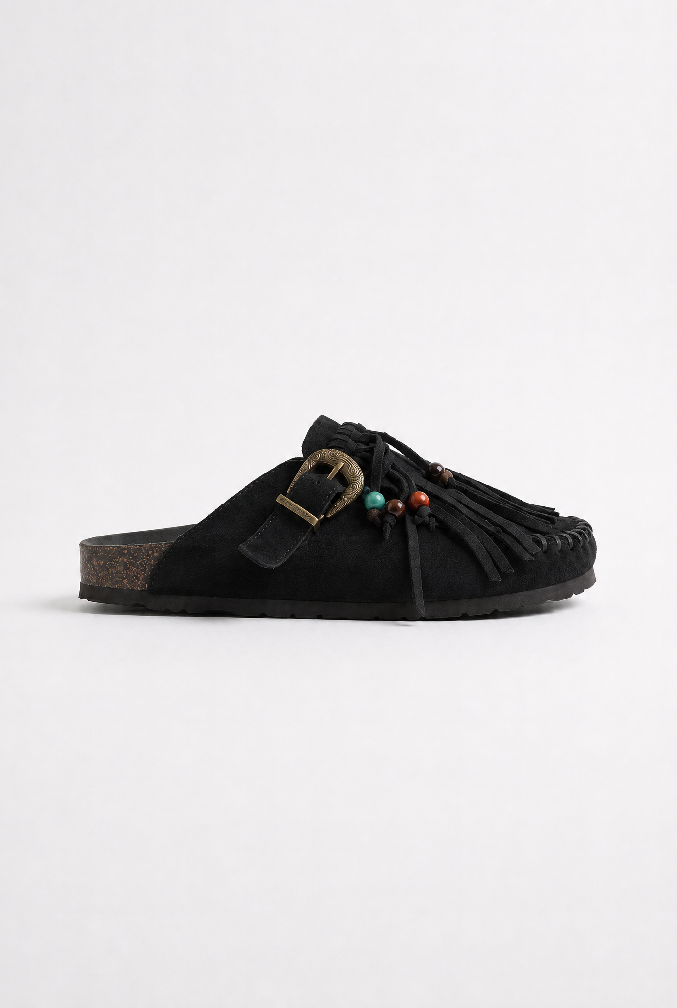 Sabot Marrone con Frange e Fibbia Western