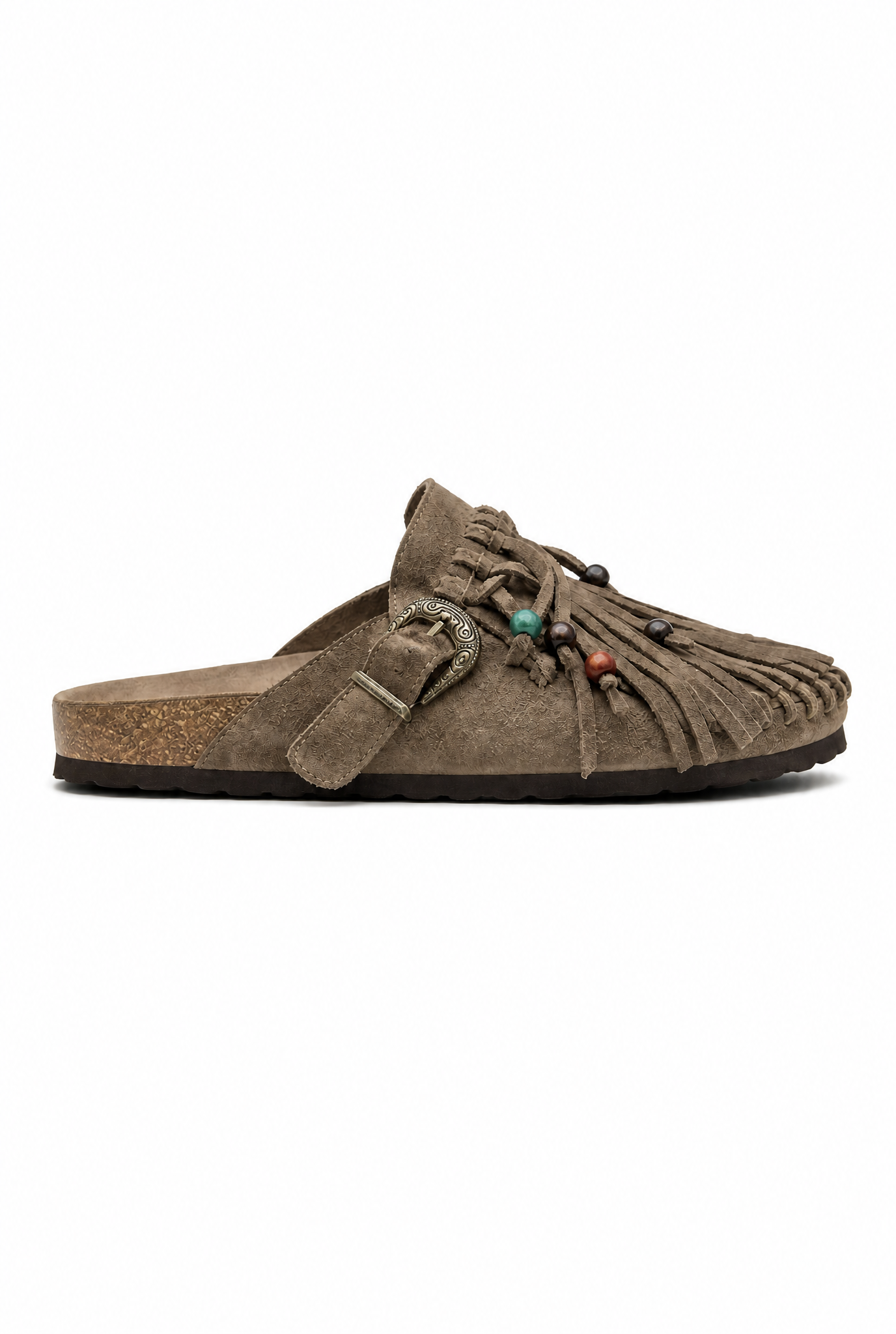 Sabot Marrone con Frange e Fibbia Western