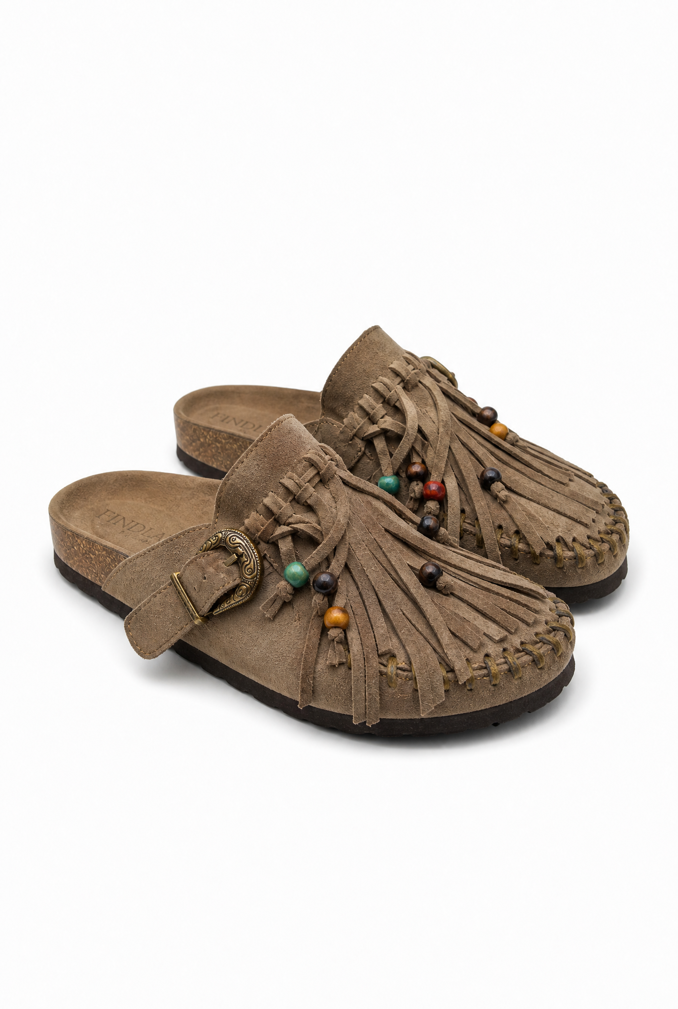 Sabot Marrone con Frange e Fibbia Western