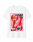 T-shirt bianca con stampa aragoste “La Plage”