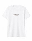T-shirt bianca con ricamo “Comunque la gente non sta bene”