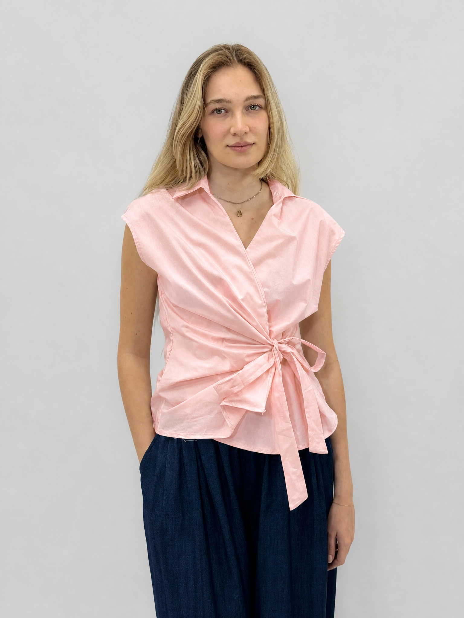 Blusa Donna Incrociata con Fiocco Laterale