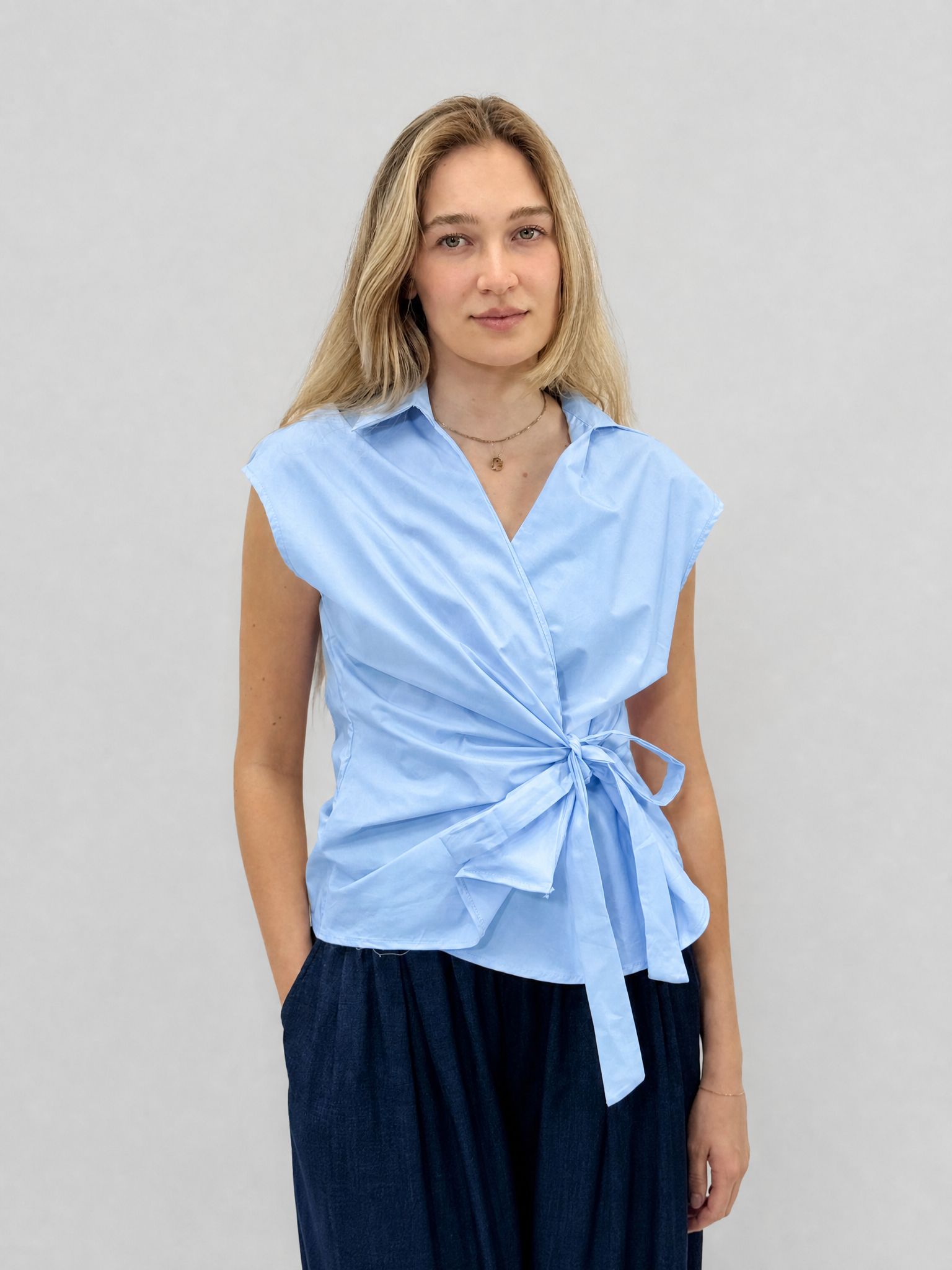 Blusa Donna Incrociata con Fiocco Laterale