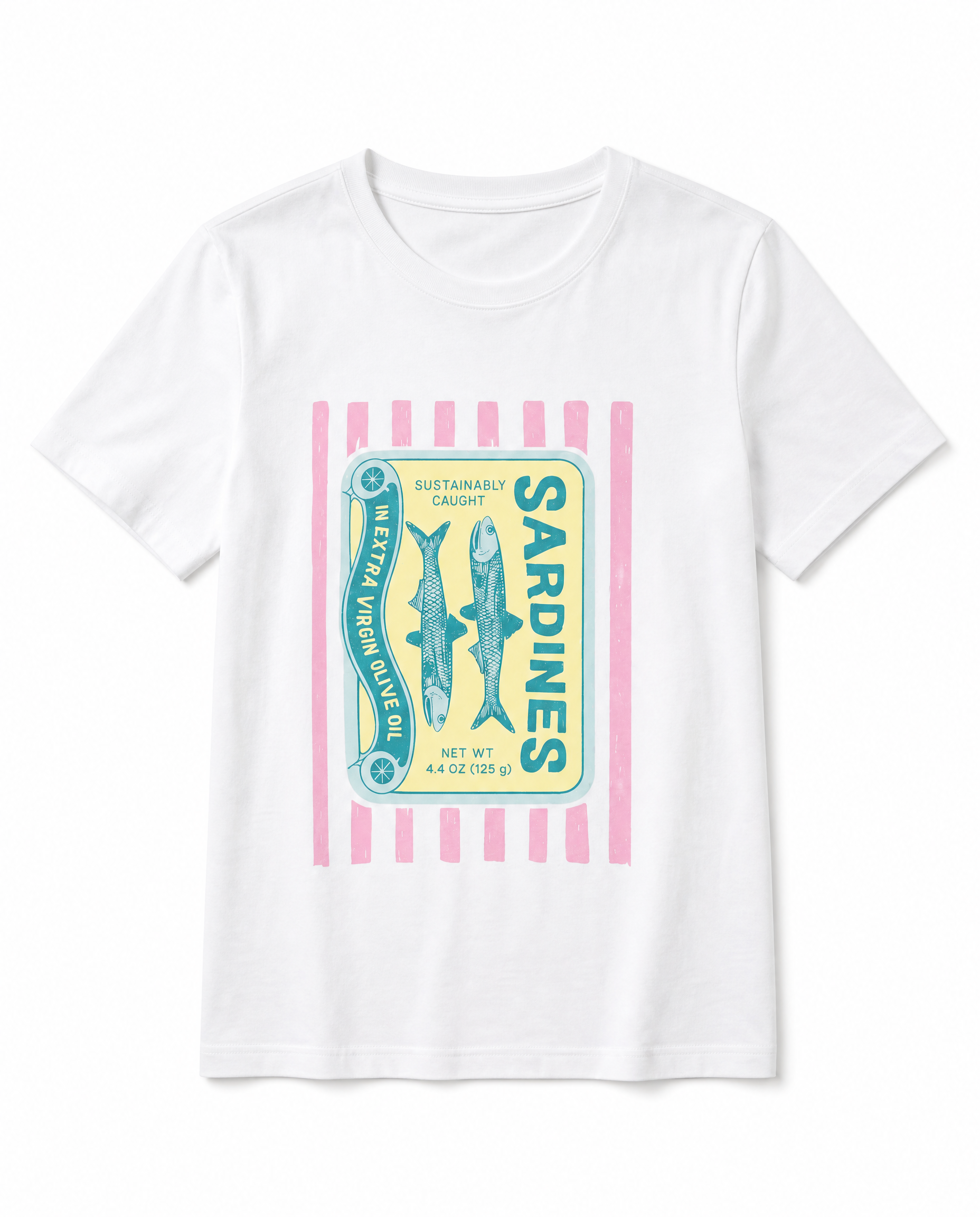 T-Shirt Sardines Graphic Bianca