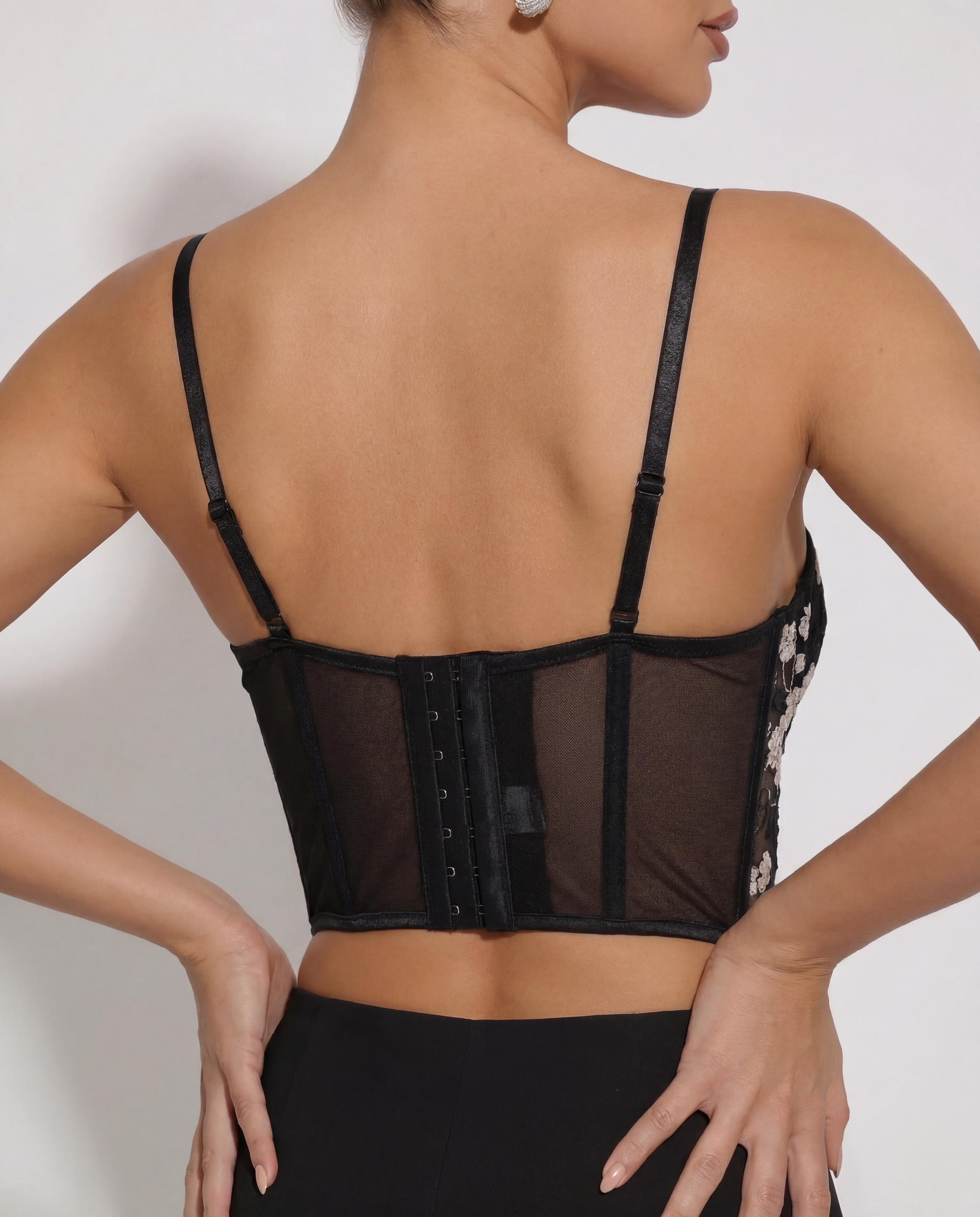 Corsetto Ricamato con Dettagli Floreali