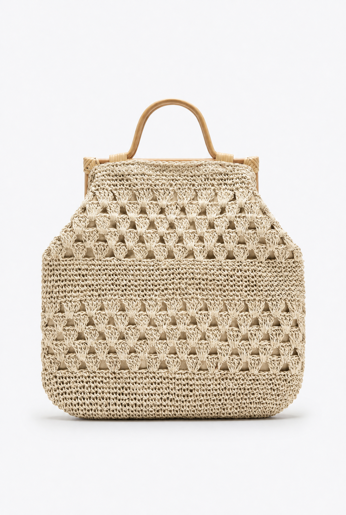 Borsa a Mano Intrecciata con Manici Rigidi