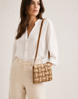 Borsa a Tracolla Intrecciata Effetto Patchwork