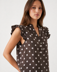 Blusa a Pois in Cotone con Volant