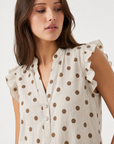 Blusa a Pois in Cotone con Volant