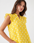 Blusa a Pois in Cotone con Volant