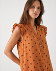 Blusa a Pois in Cotone con Volant