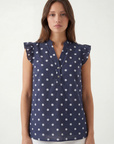 Blusa a Pois in Cotone con Volant