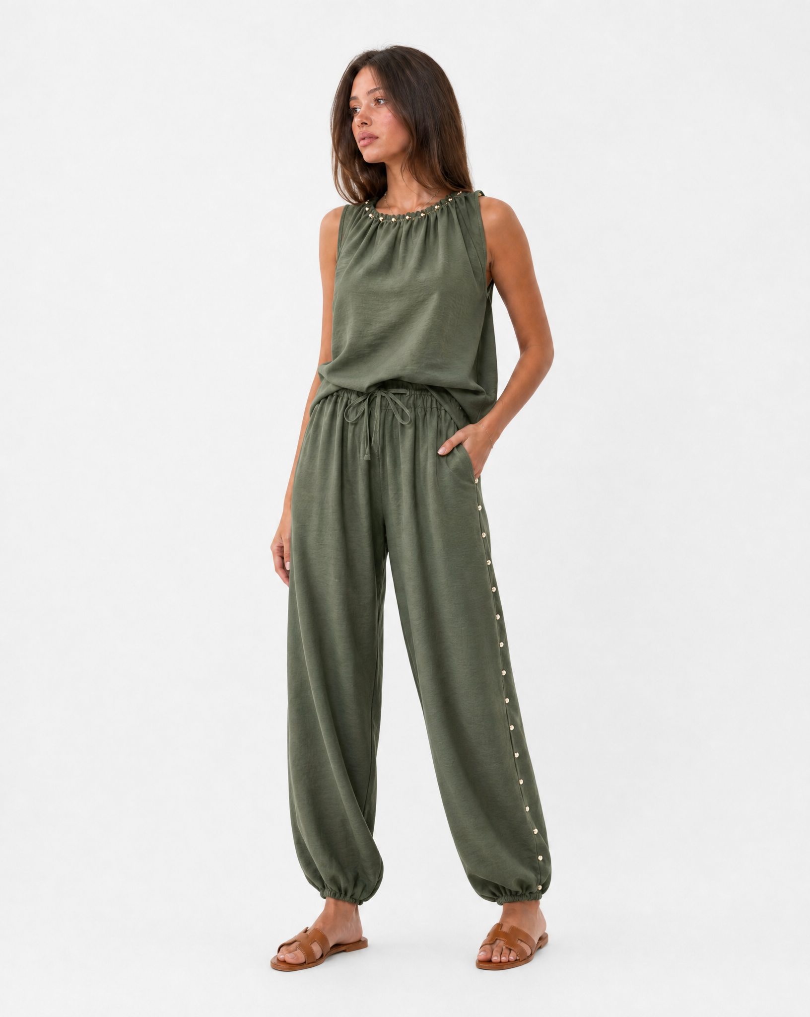Completo Blusa e Pantaloni con Applicazioni