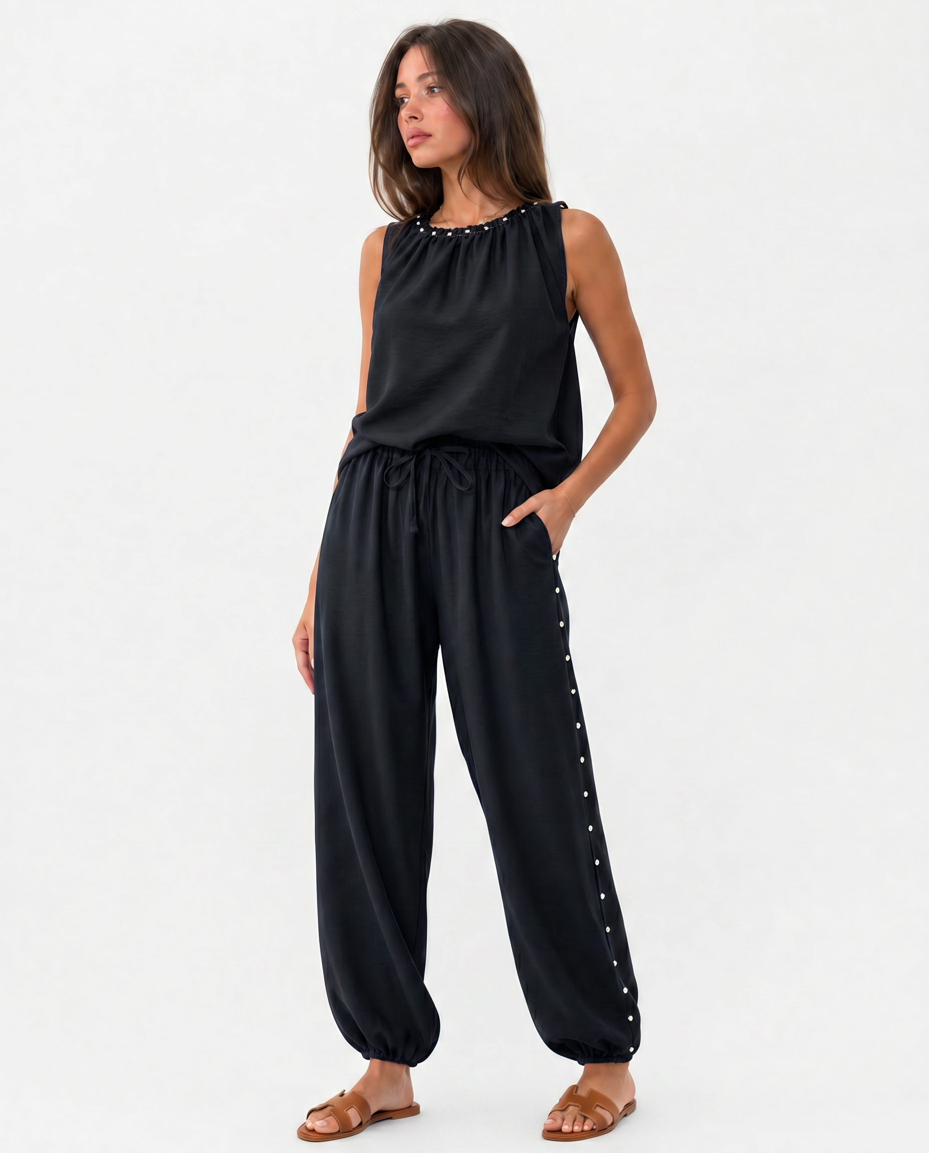 Completo Blusa e Pantaloni con Applicazioni