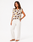 Blusa Bianca Fantasia Cerchi Multicolor