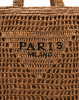 Borsa Shopper Intrecciata con Manici e Stampa Paris