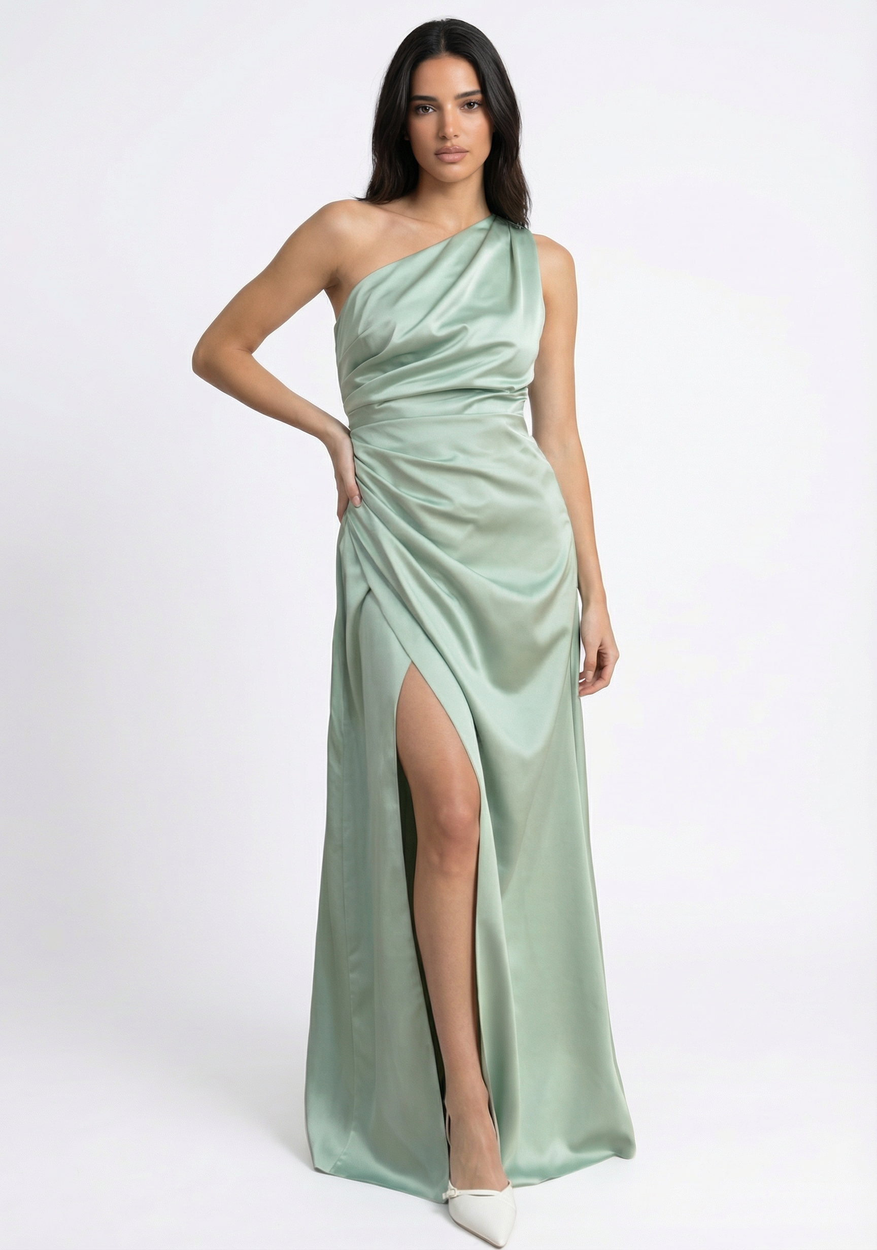 Abito Lungo Monospalla con Spacco – Elegante da Cerimonia