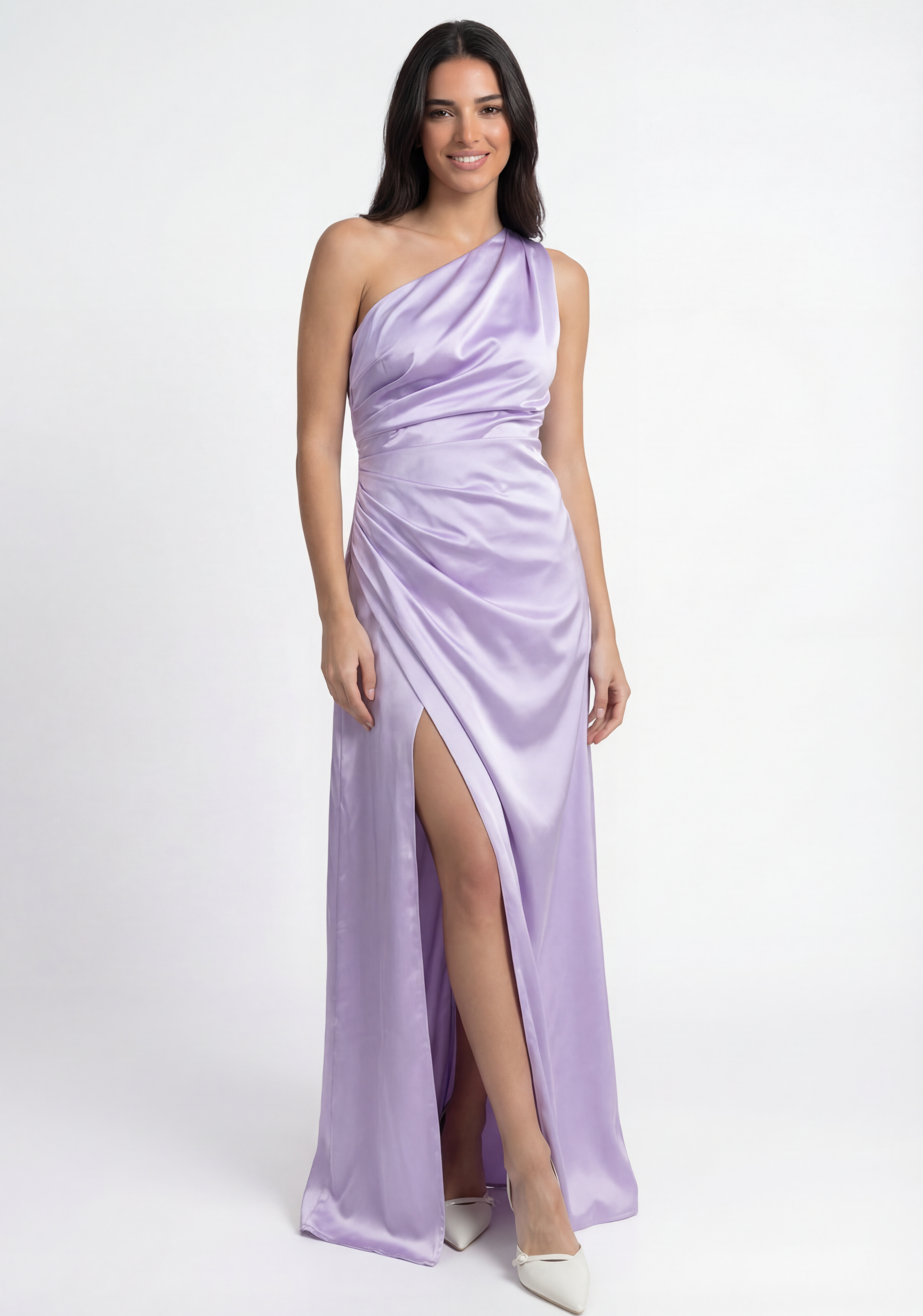 Abito Lungo Monospalla con Spacco – Elegante da Cerimonia