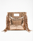 Borsa in vera pelle scamosciata con frange – Made in Italy